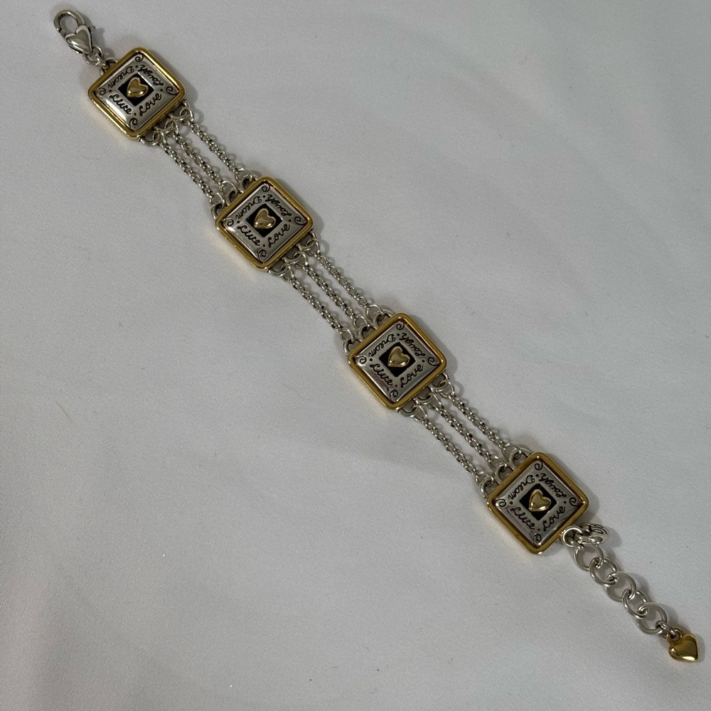 Brighton Vintage Gold Plate and Silver Plate “Live Love Laugh Dream”  Bracelet - Picture 5 of 6